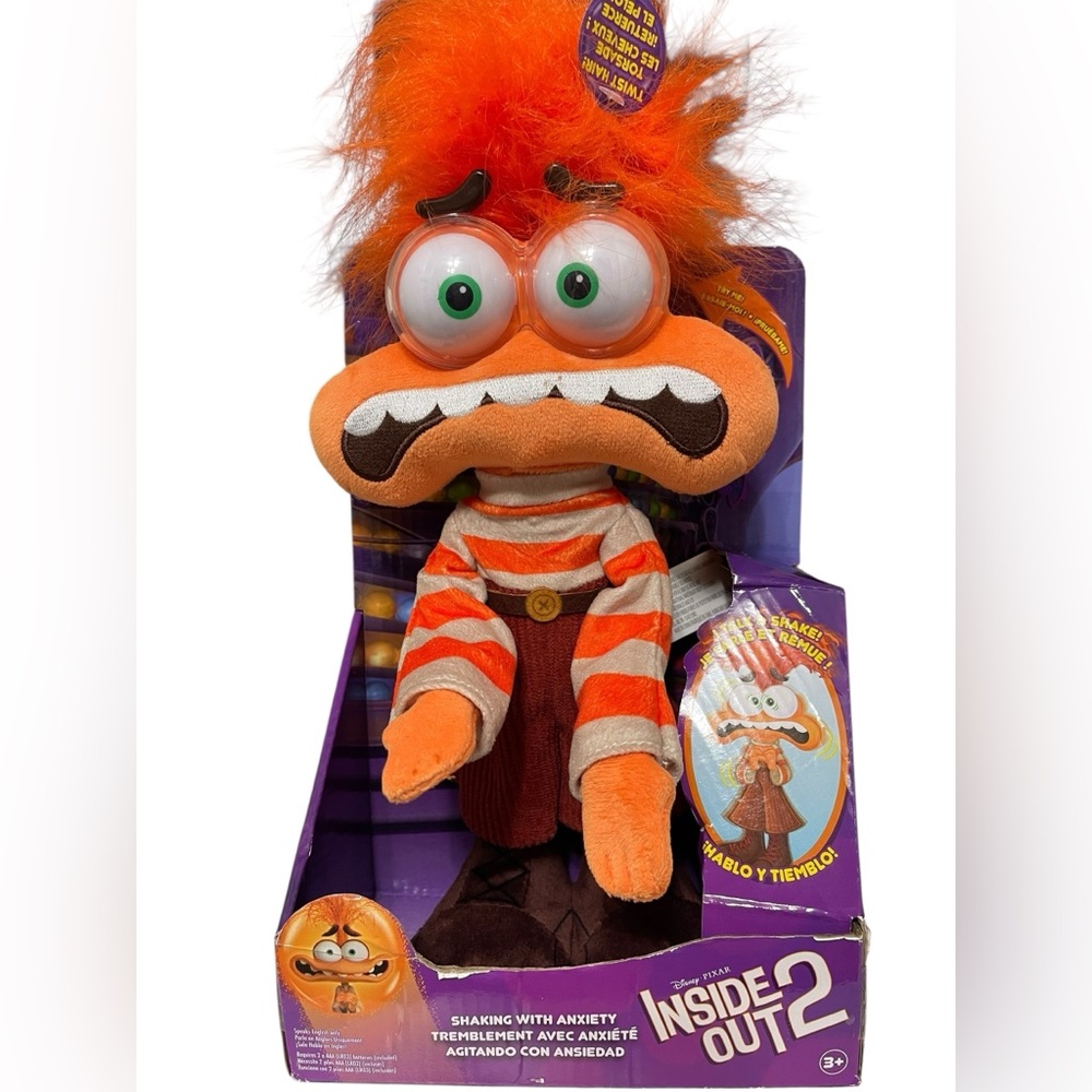 🌼💙NWT DISNEY PIXAR ANXIETY Inside Out 2 Plush Toy with Orange Hair